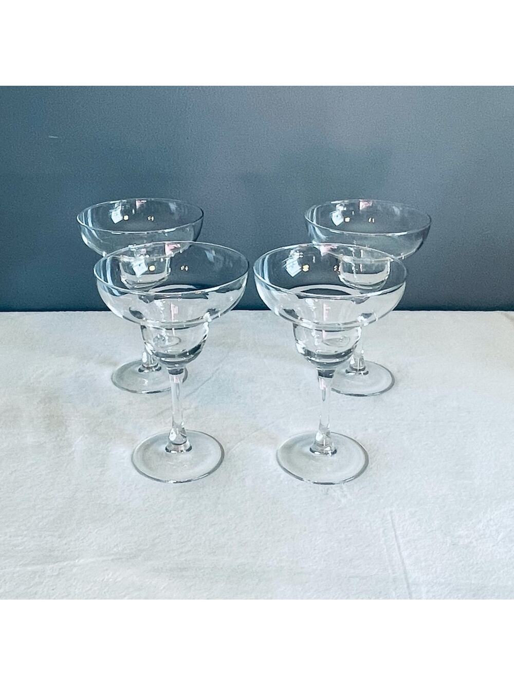 4 Vtg Clear Margarita Glasses Shrimp Cocktail Long Stem Barware Bar Accessories